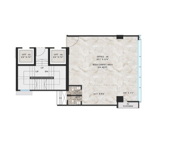 Floor plan of 876 Sq. Ft. Office Space in BLA Business Park, Mumbai