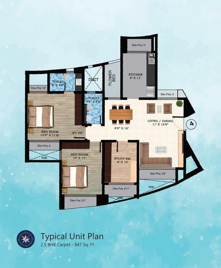 Other, blue-mountains 2 Bedroom 847 Sq.Ft. Apartment In Malad East Mumbai 8677128