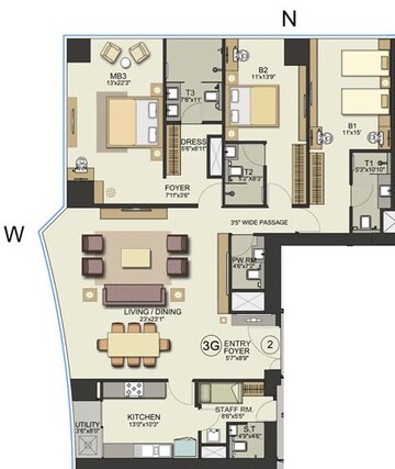  3 BHK Apartment at Bombay Realty Island City Center, Dadar East – for Rent