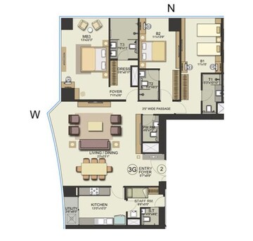  3 BHK Apartment at Bombay Realty One ICC, Dadar East – for Rent