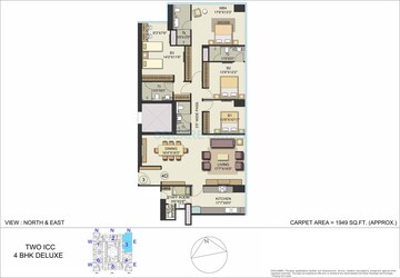  4 BHK Apartment at Bombay Realty One ICC, Dadar East – for Rent