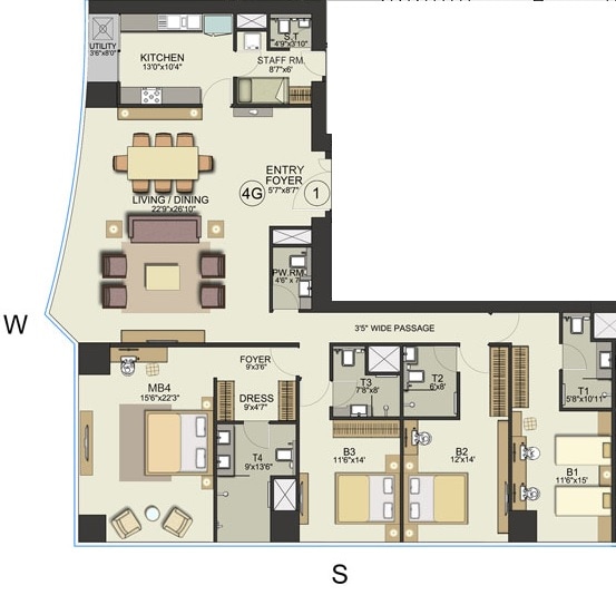 4 BHK 2117 Sq. Ft. Apartment