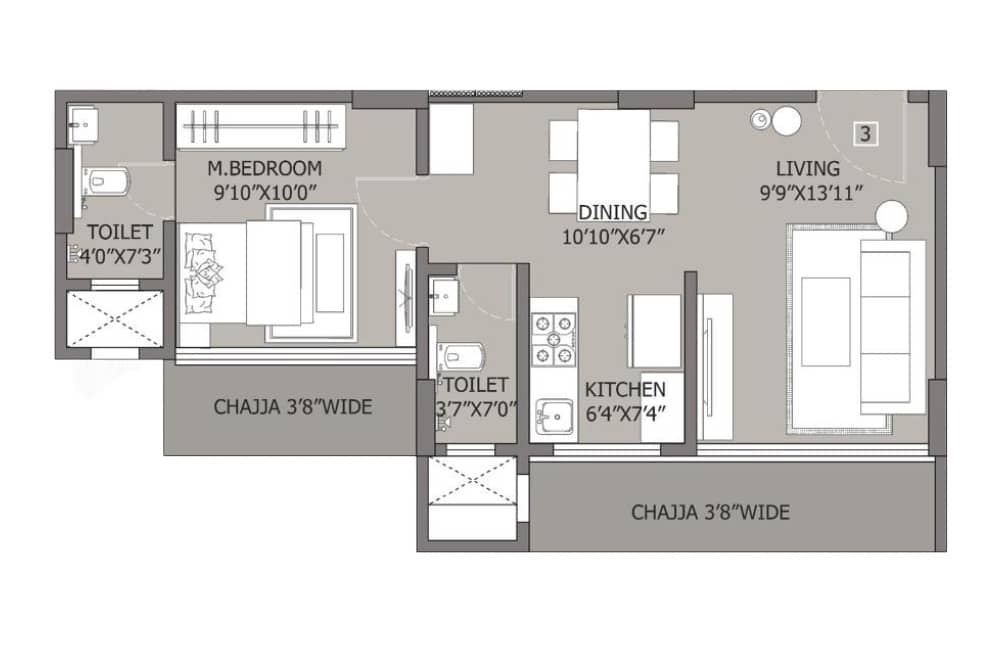 Bombay Skypark Residences 1 BHK Layout