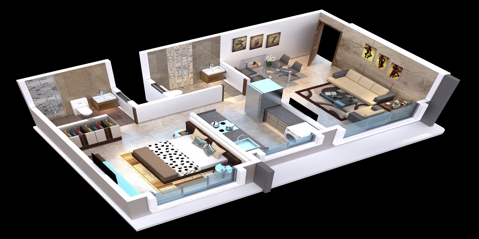 Floor plan of 1 BHK 411 Sq. Ft. Apartment in BP DPS Park View, Mumbai