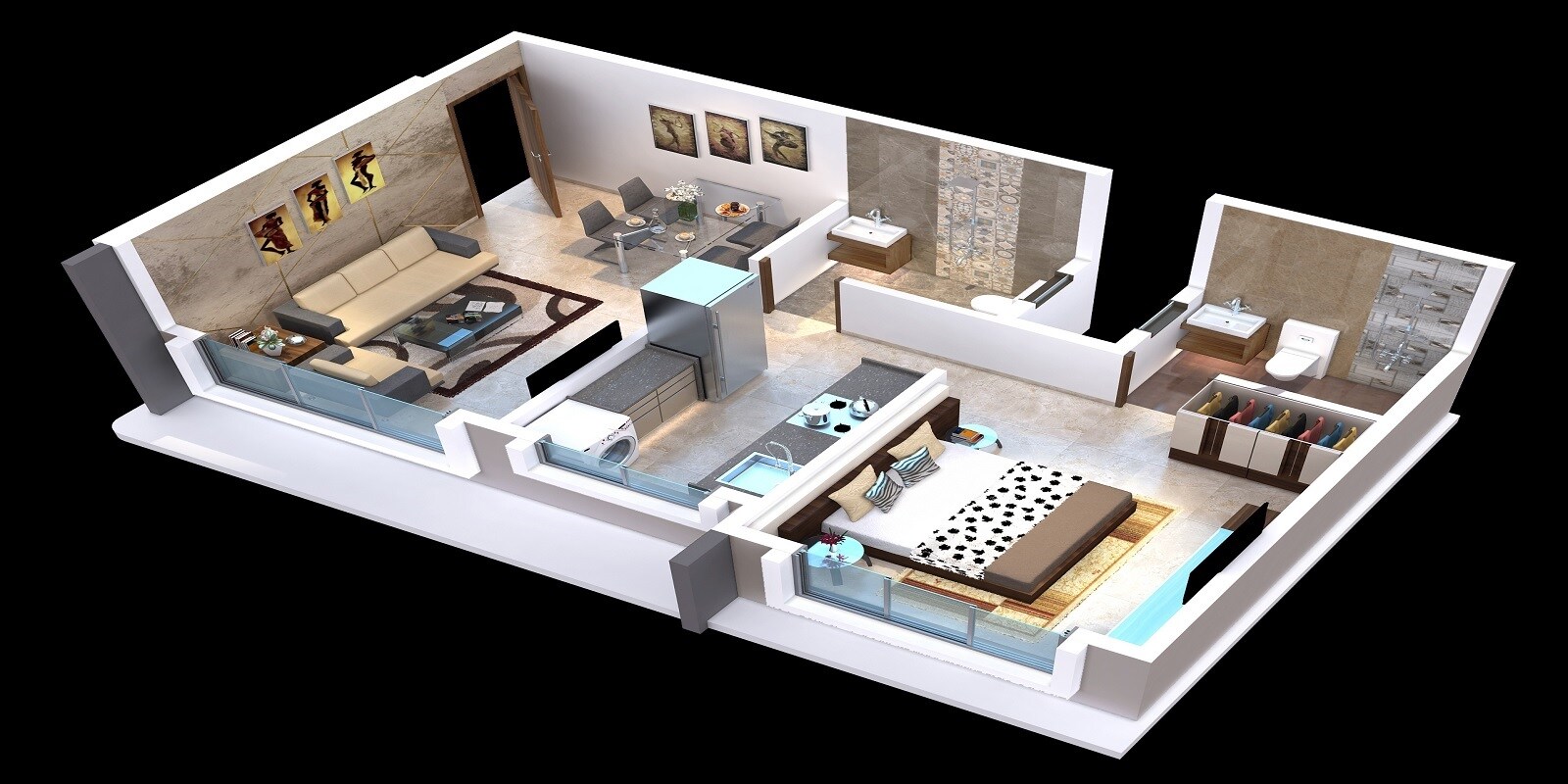 Floor plan of 1 BHK 443 Sq. Ft. Apartment in BP DPS Park View, Mumbai