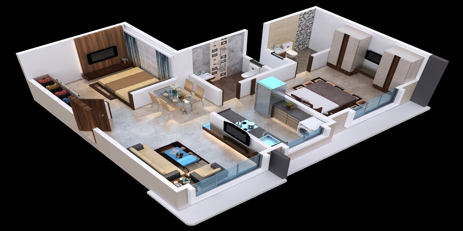 Floor plan of 2 BHK 599 Sq. Ft. Apartment in BP DPS Park View, Mumbai