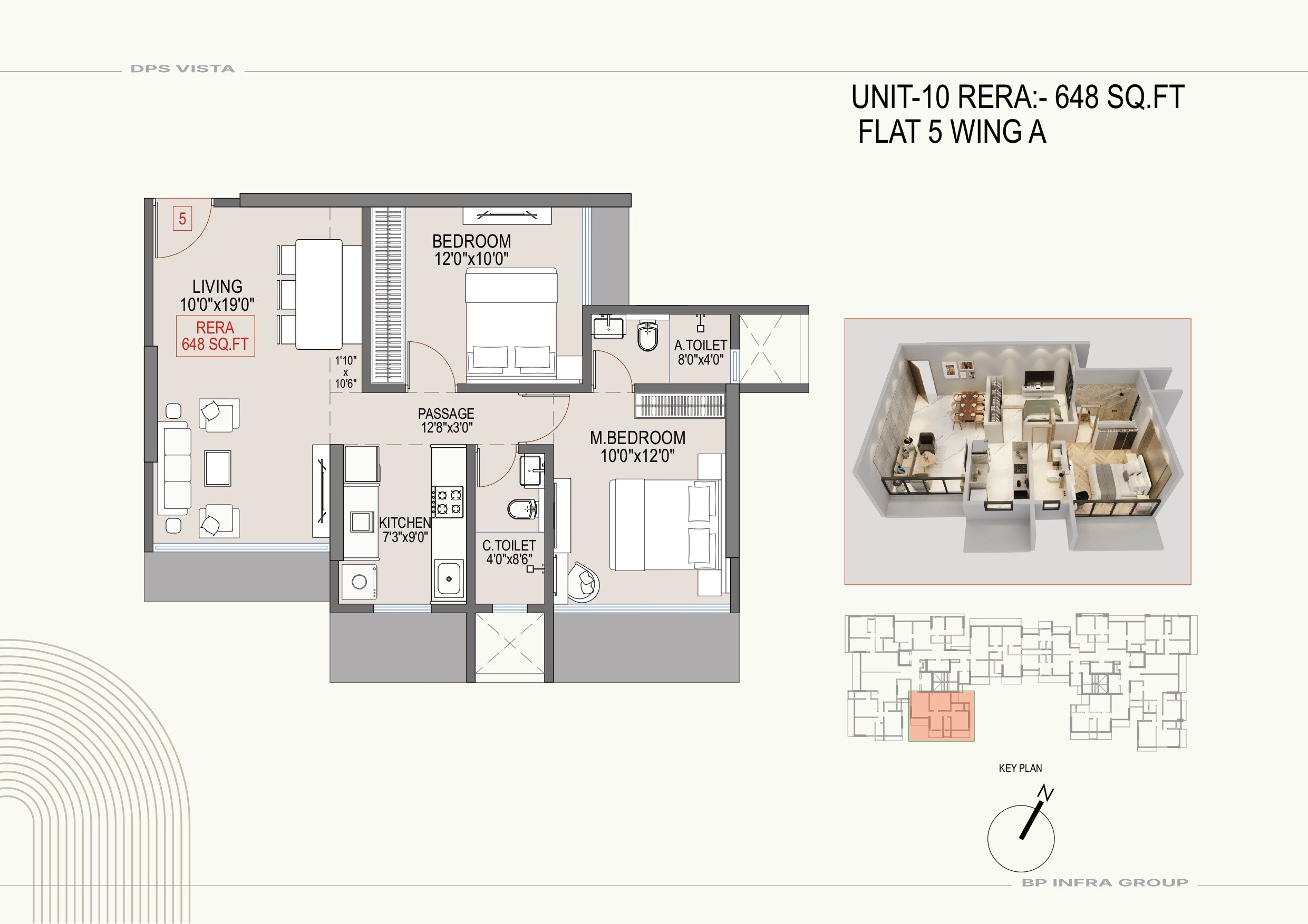 3 BHK 940 Sq. Ft. Apartment