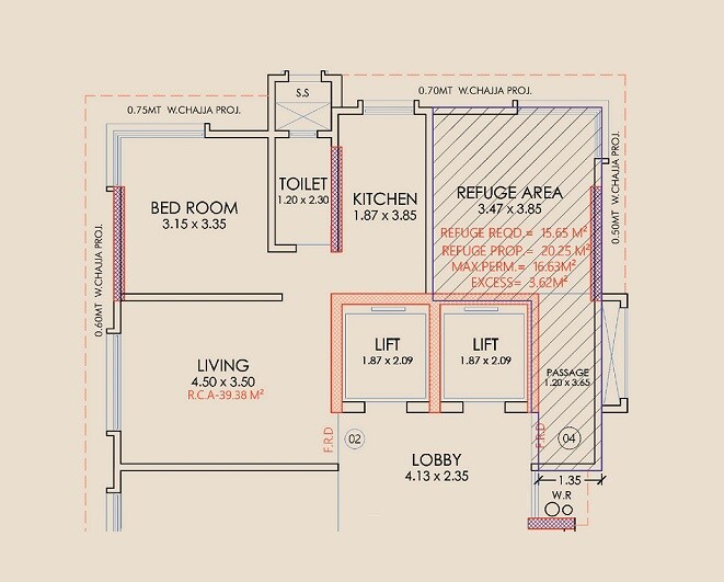 Floor plan of 1 BHK 424 Sq. Ft. Apartment in Brahma Aashirvad, Mumbai