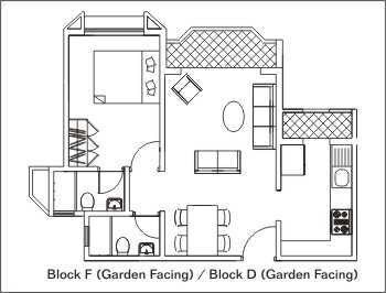 Floor plan of 1 BHK 680 Sq. Ft. Apartment in Bredco Viceroy Court, Mumbai
