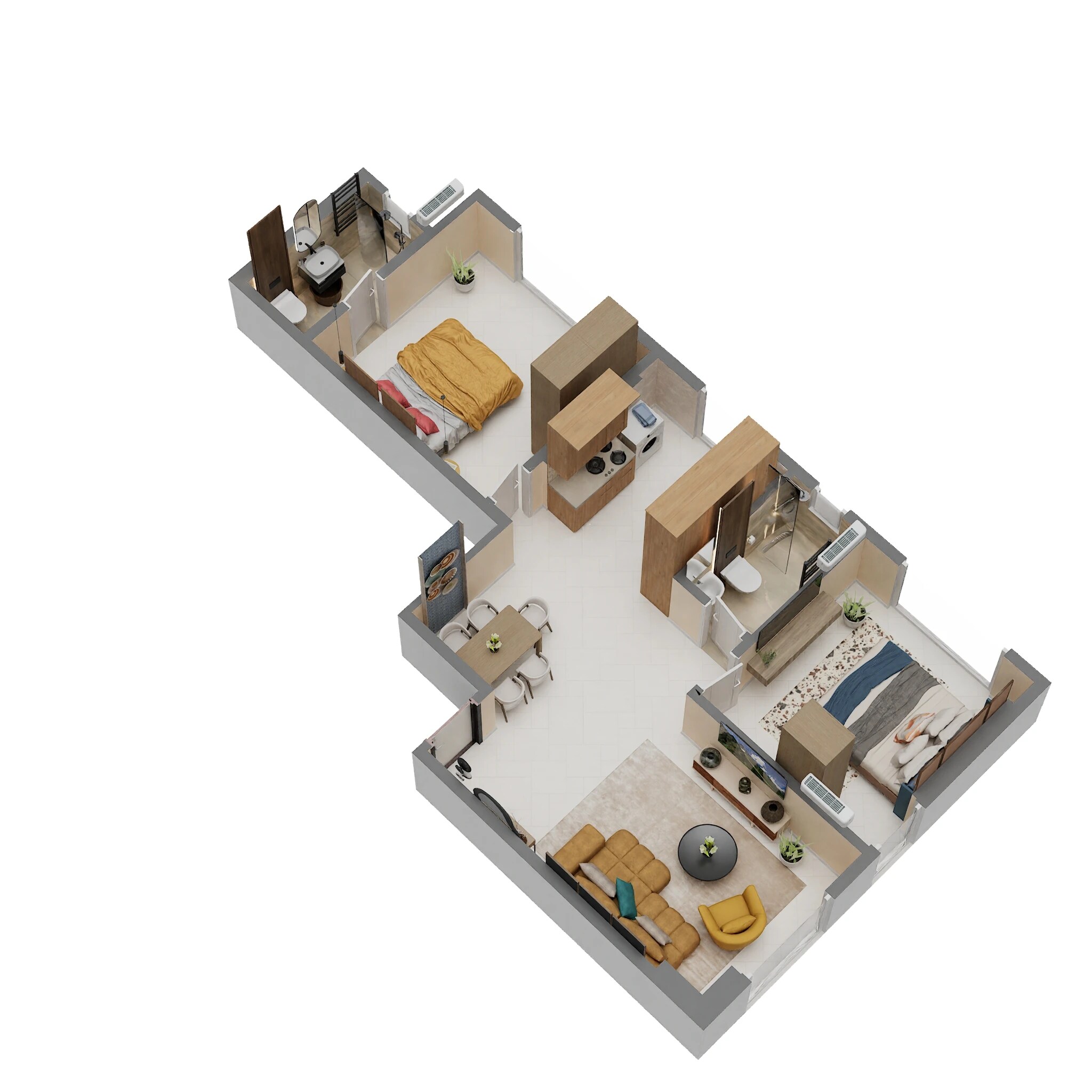 2 BHK 665 Sq. Ft. Apartment