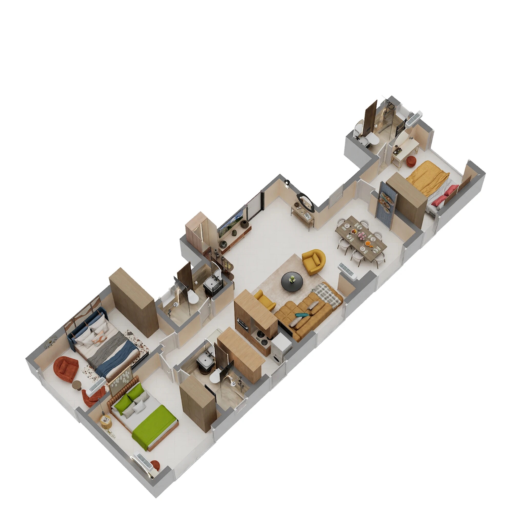 3 BHK 914 Sq. Ft. Apartment