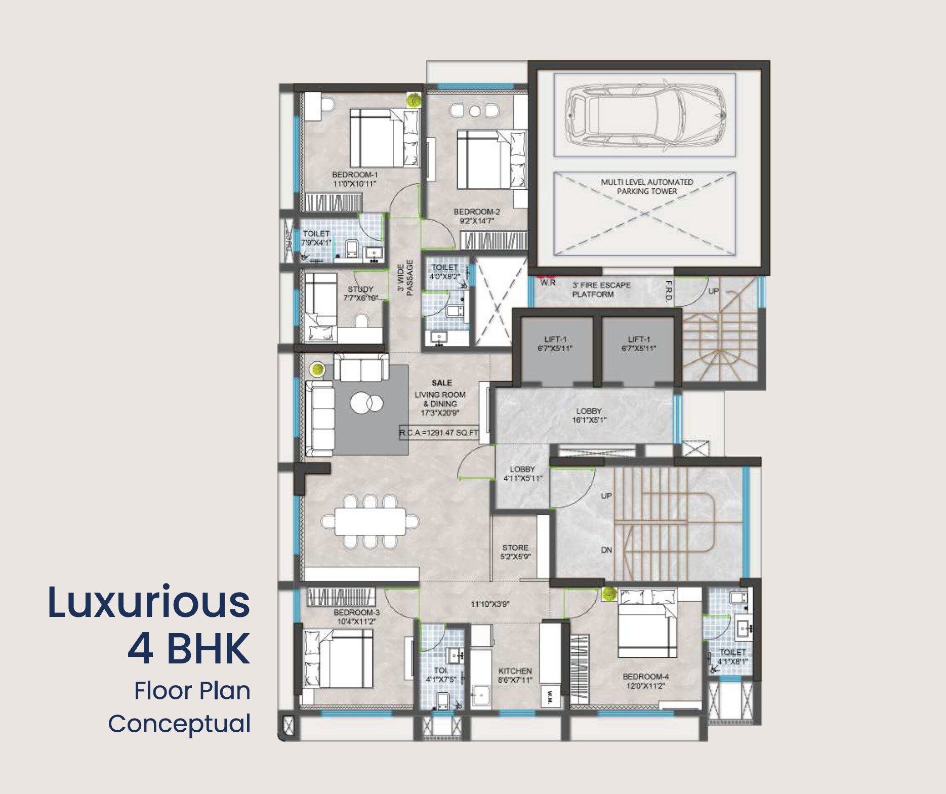 4 BHK 1291 Sq. Ft. Apartment