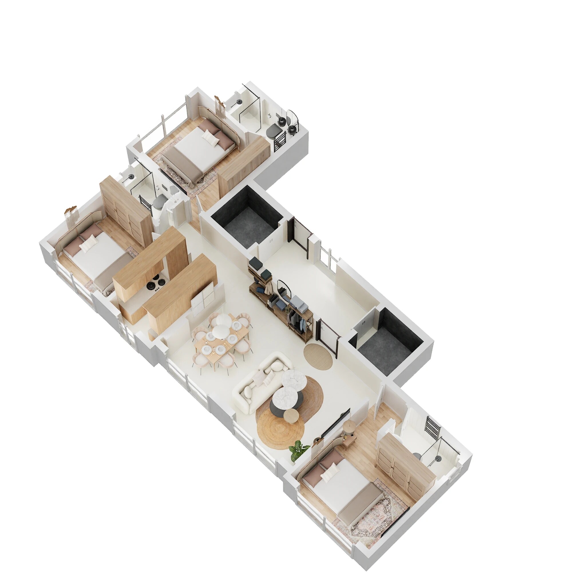 Floor plan of 3 BHK 863 Sq. Ft. Apartment in Buildarch Sakura, Mumbai
