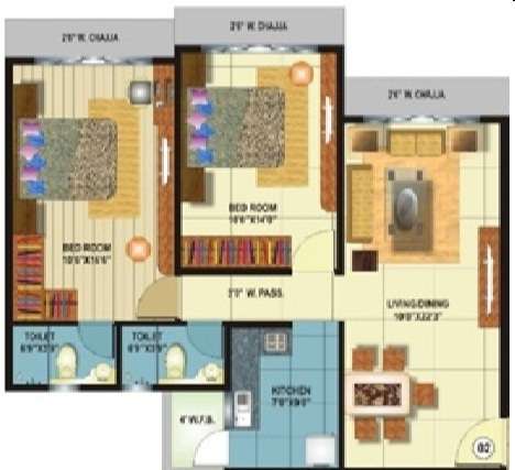 2 BHK 745 Sq. Ft. Apartment in C Kamla Sai Jai Bhavani