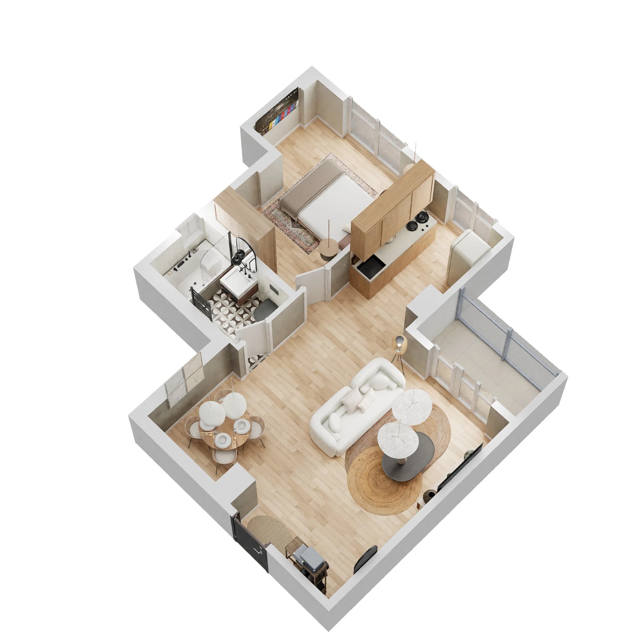 Floor plan of 1 BHK 419 Sq. Ft. Apartment in CCI Rivali Park, Mumbai