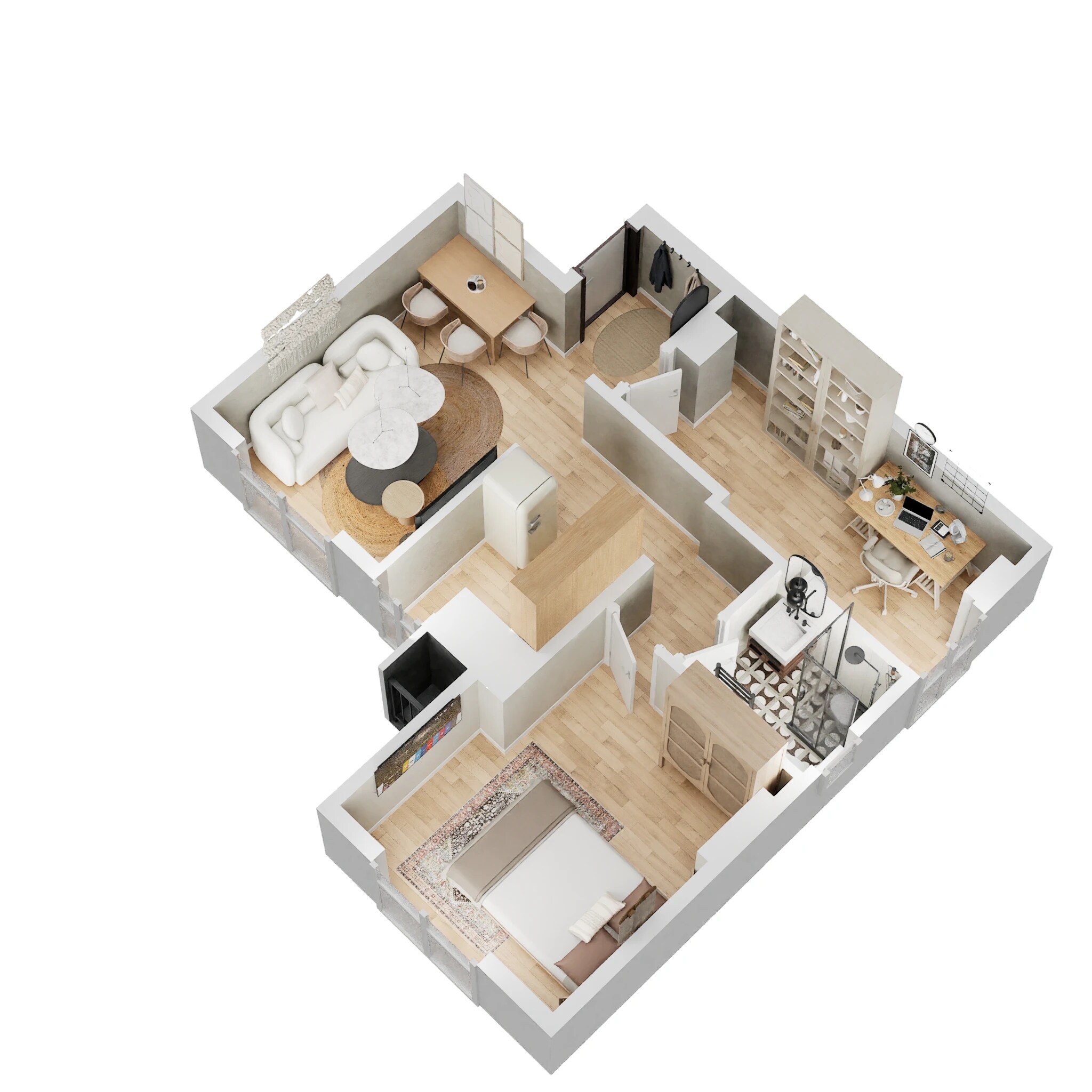 Floor plan of 1 BHK 442 Sq. Ft. Apartment in CCI Rivali Park, Mumbai