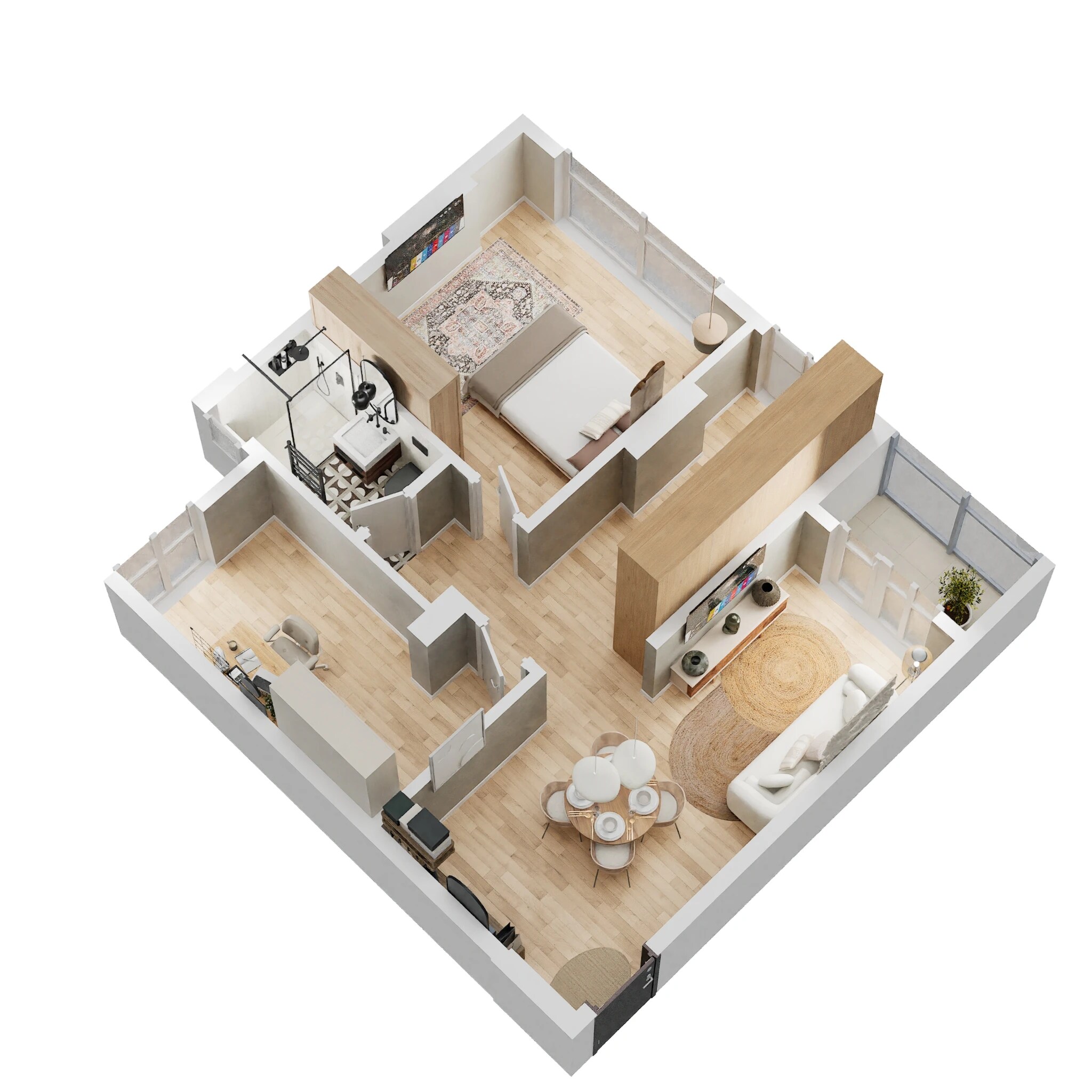 Floor plan of 2 BHK 558 Sq. Ft. Apartment in CCI Rivali Park, Mumbai
