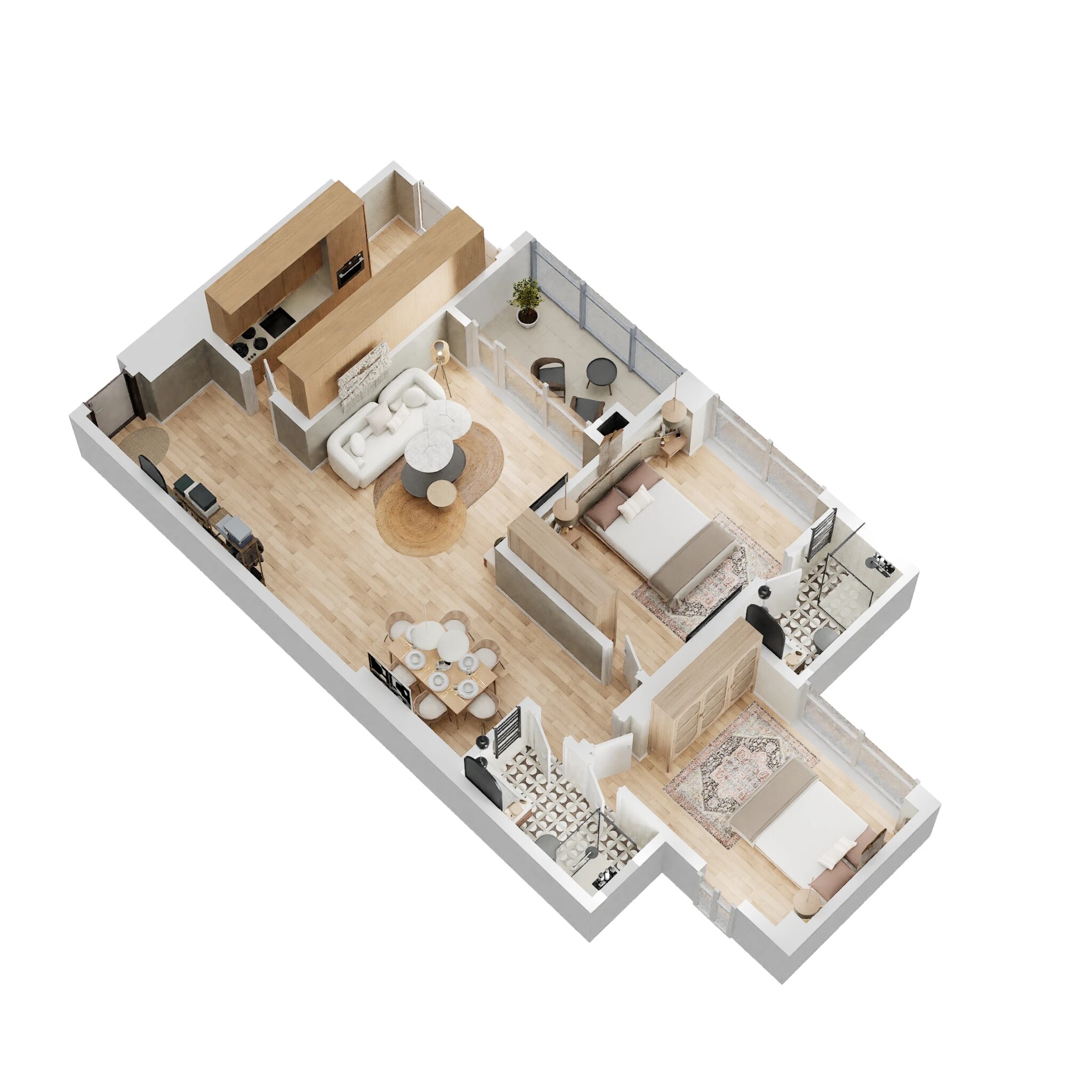 Floor plan of 2 BHK 640 Sq. Ft. Apartment in CCI Rivali Park, Mumbai