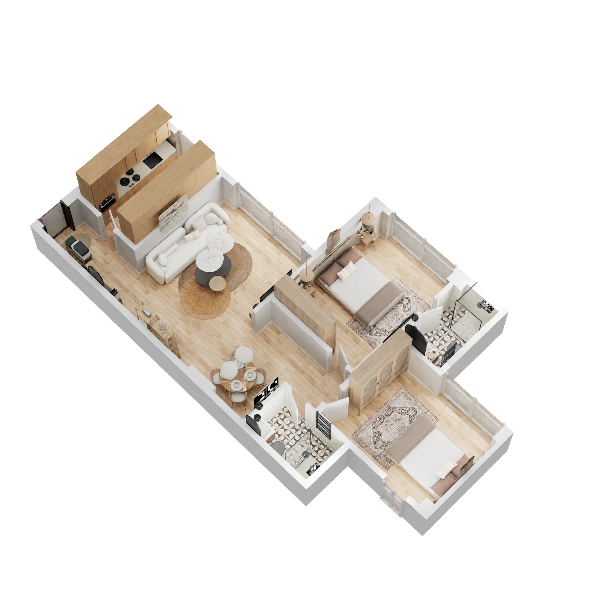 Floor plan of 2 BHK 644 Sq. Ft. Apartment in CCI Rivali Park, Mumbai