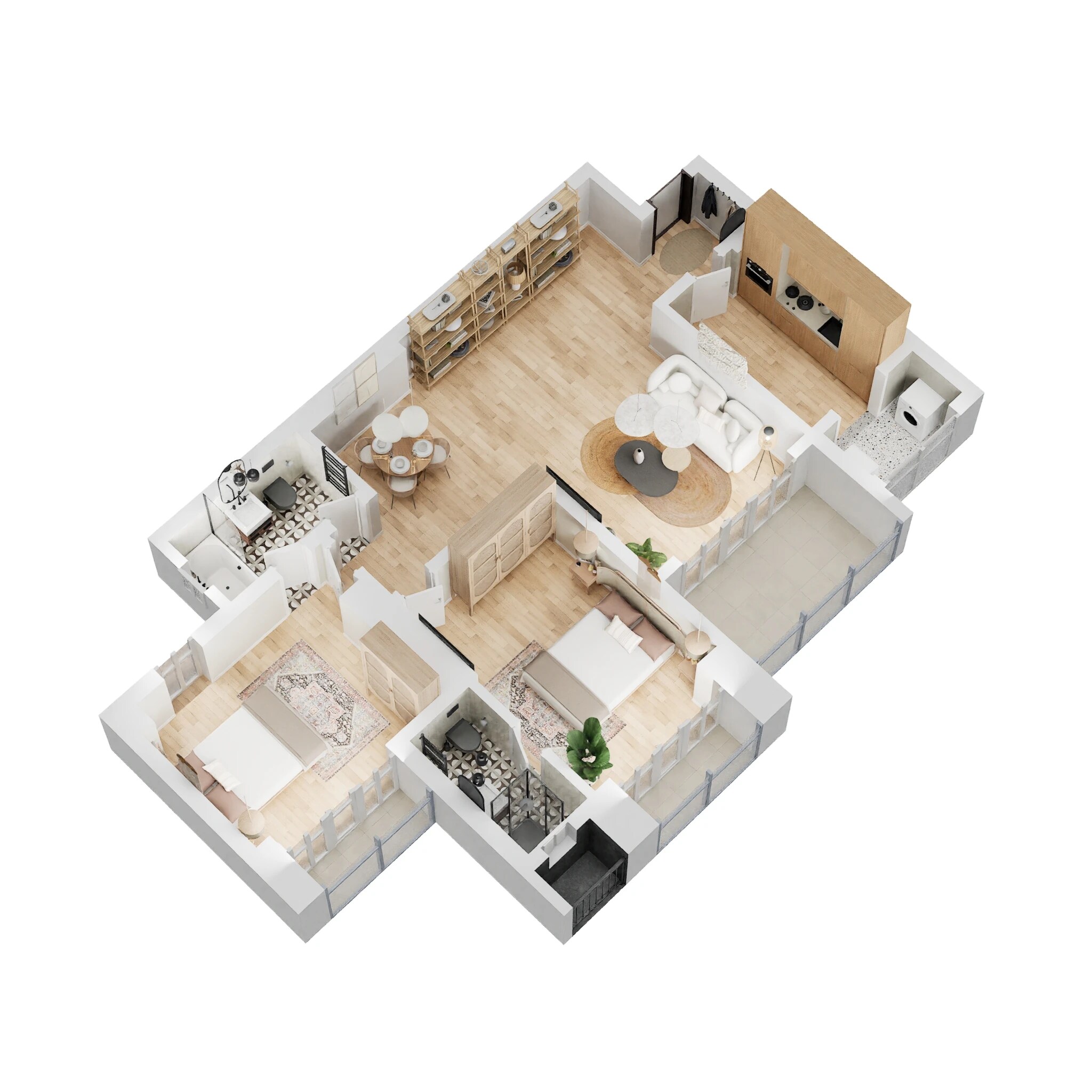 Floor plan of 2 BHK 649 Sq. Ft. Apartment in CCI Rivali Park, Mumbai