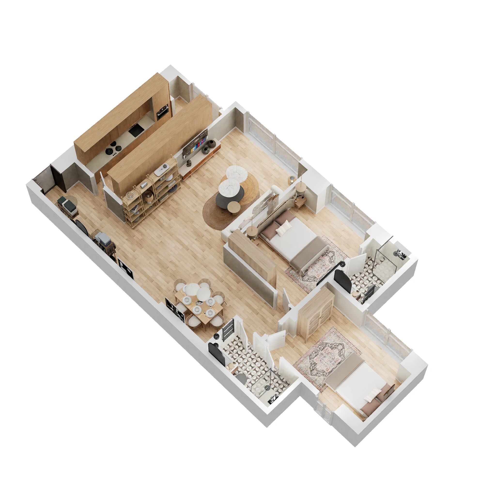 Floor plan of 2 BHK 654 Sq. Ft. Apartment in CCI Rivali Park, Mumbai