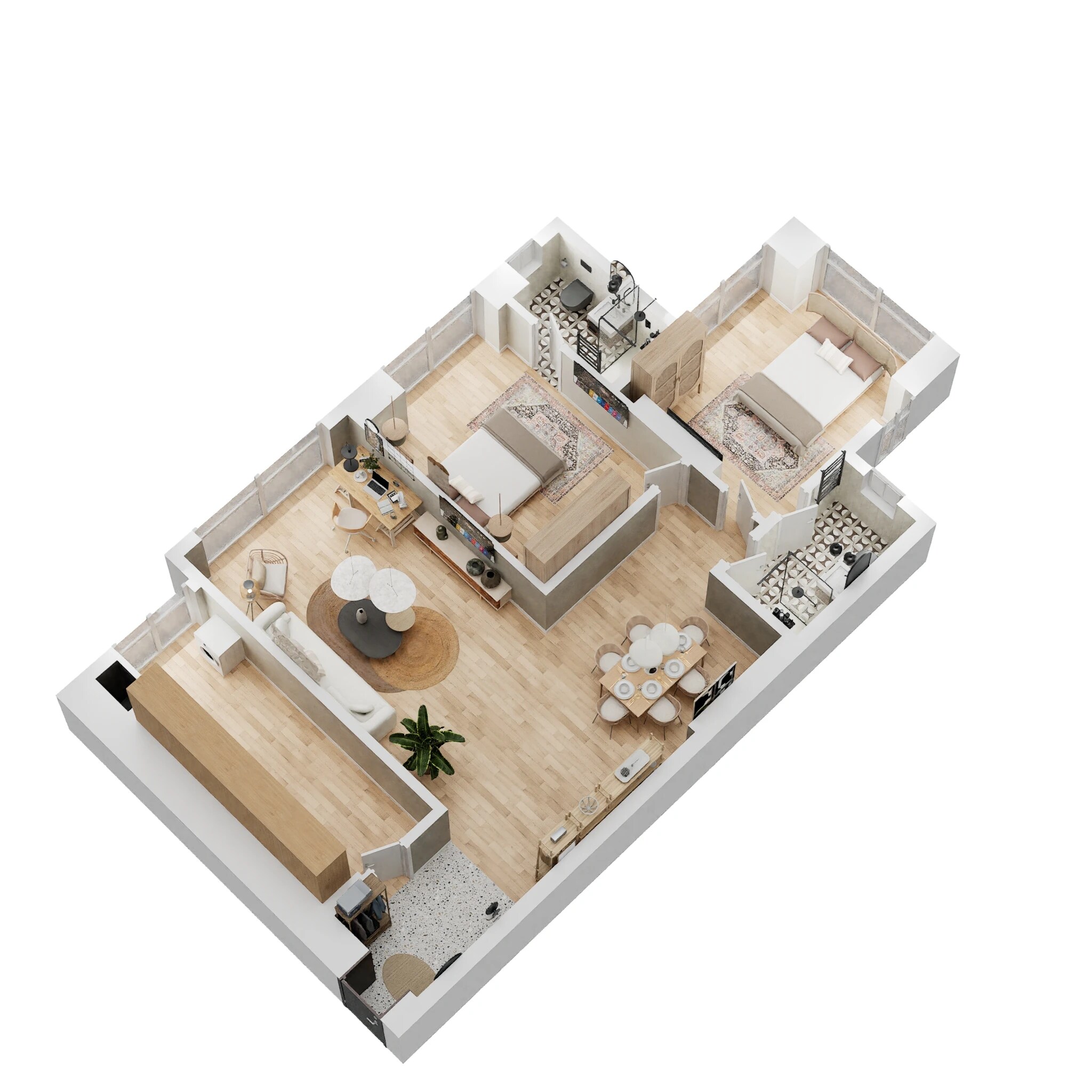 Floor plan of 2 BHK 814 Sq. Ft. Apartment in CCI Rivali Park, Mumbai