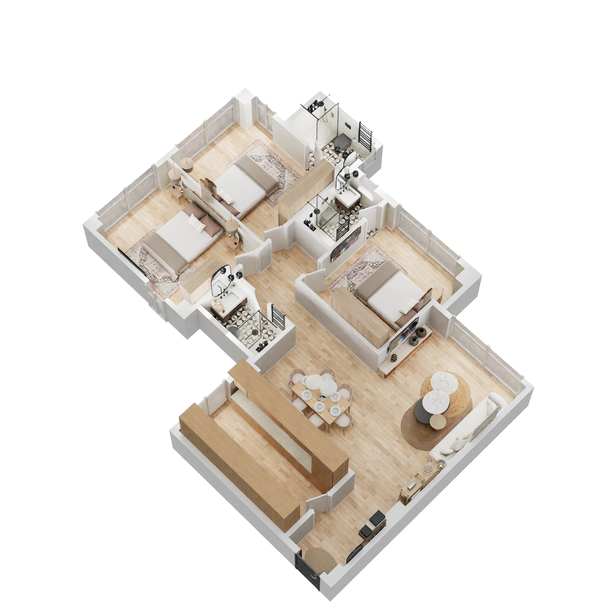 Floor plan of 3 BHK 875 Sq. Ft. Apartment in CCI Rivali Park, Mumbai