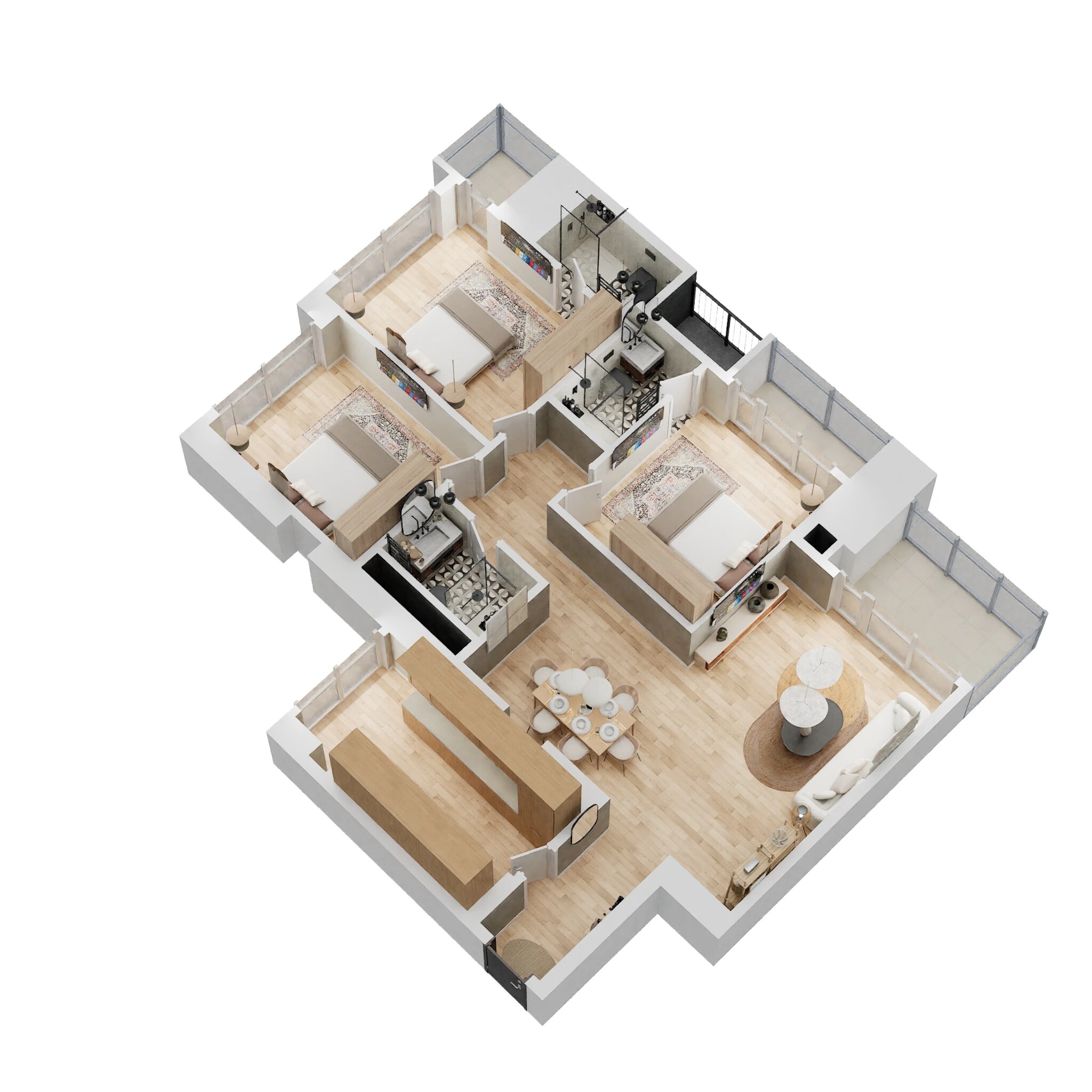 Floor plan of 3 BHK 889 Sq. Ft. Apartment in CCI Rivali Park, Mumbai