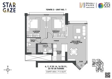  2 BHK Apartment at CCI Rivali Park Stargaze, Magathane – for Sale