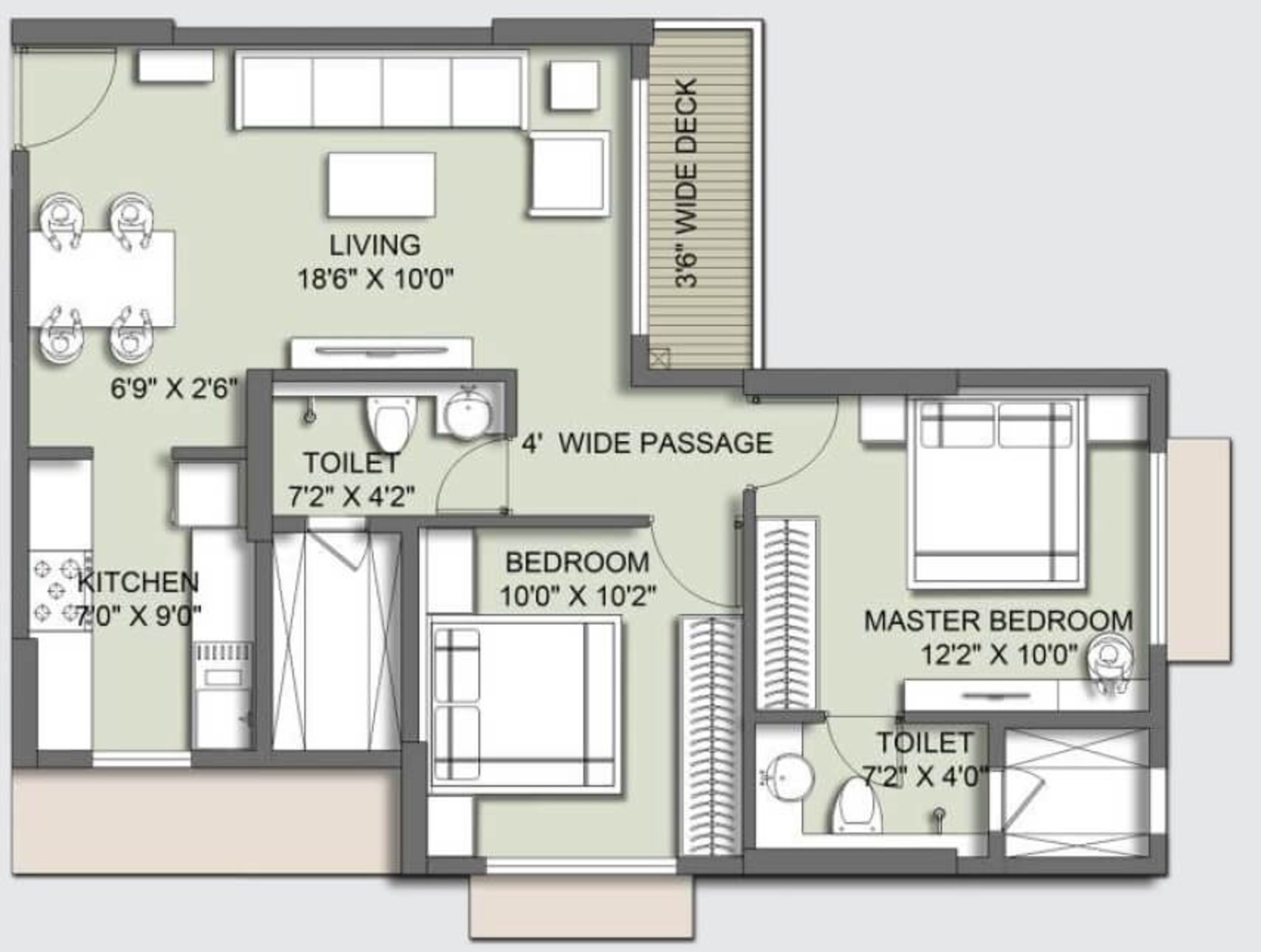 ceear primo apartment 2bhk 631sqft 1