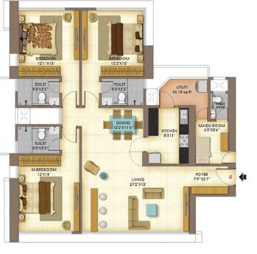  3 BHK Apartment at Celestia Spaces, Sewri – for Rent