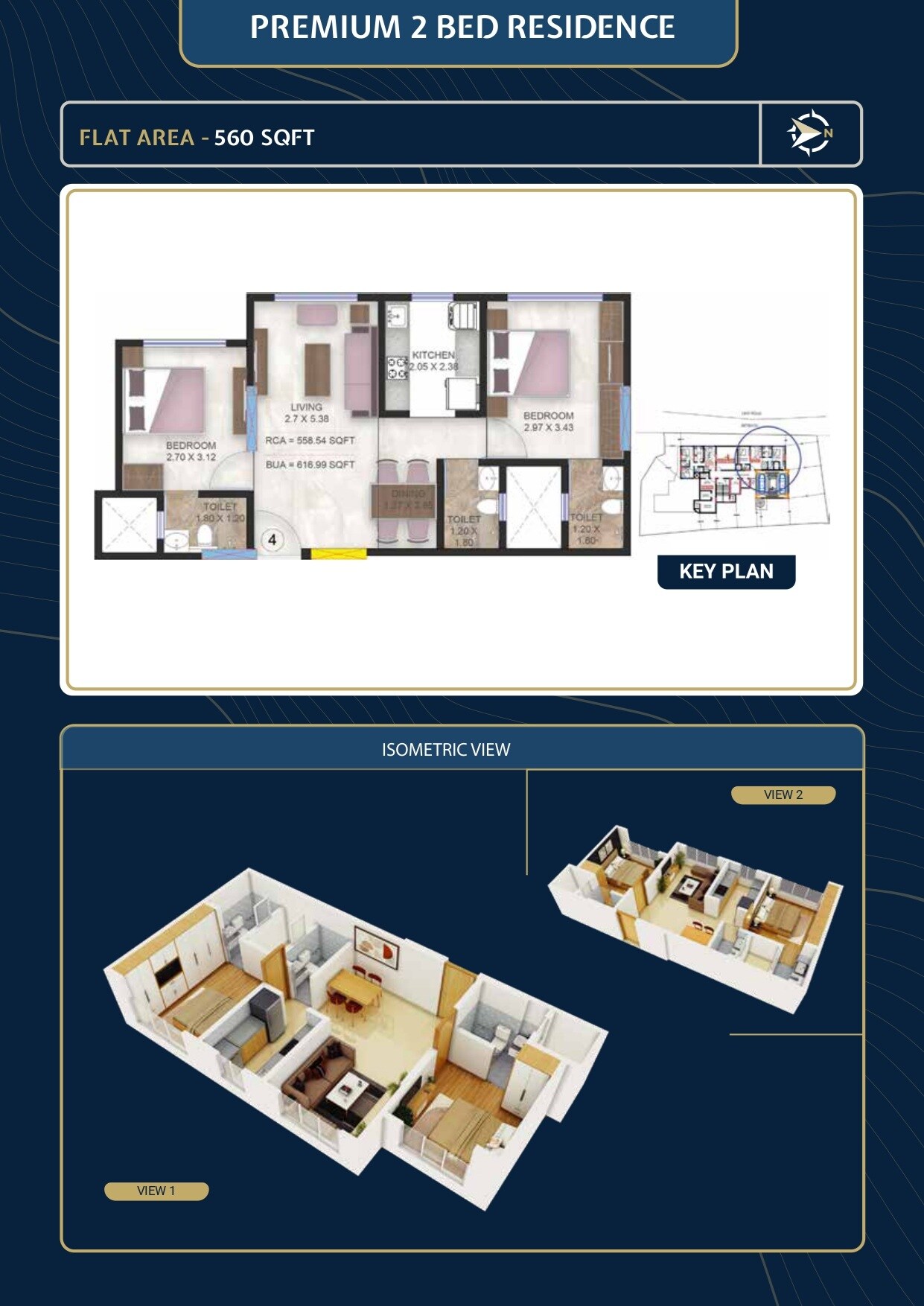 2 BHK 560 Sq. Ft. Apartment