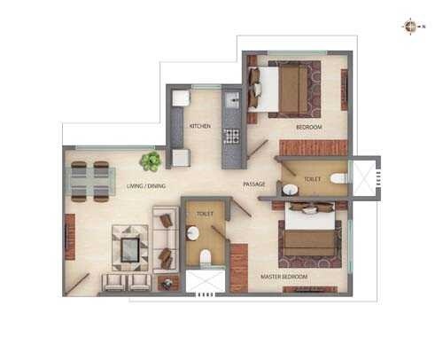 2 BHK 546 Sq. Ft. Apartment