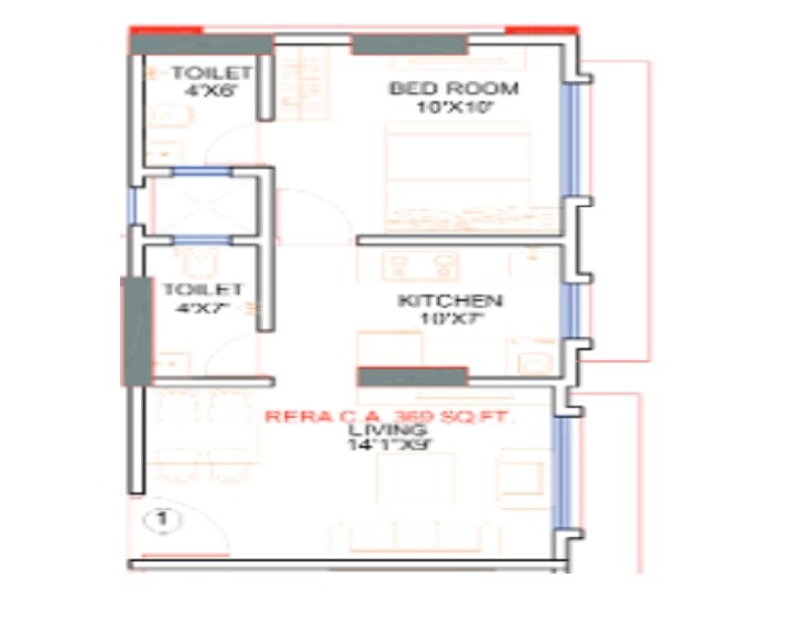 1 BHK 369 Sq. Ft. Apartment