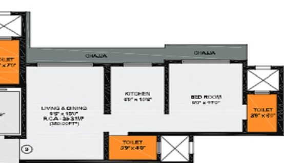 Floor plan of 1 BHK Apartment - 382 sq. ft. in Chaitanya Om Shivam, Mumbai