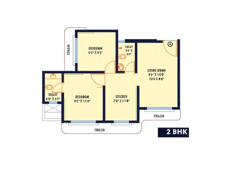 Floor plan of 2 BHK 475 Sq. Ft. Apartment in Chaitanya Shreyas, Mumbai