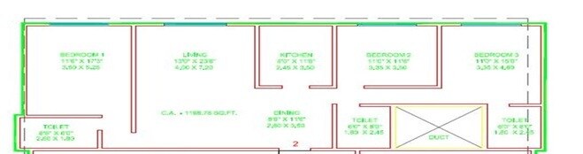 Floor plan of 3 BHK 2235 Sq. Ft. Apartment in Chamaria Niwas, Mumbai