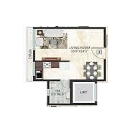 Floor plan of 381 Sq. Ft. Studio in Chamunda Sudha Avenue, Mumbai