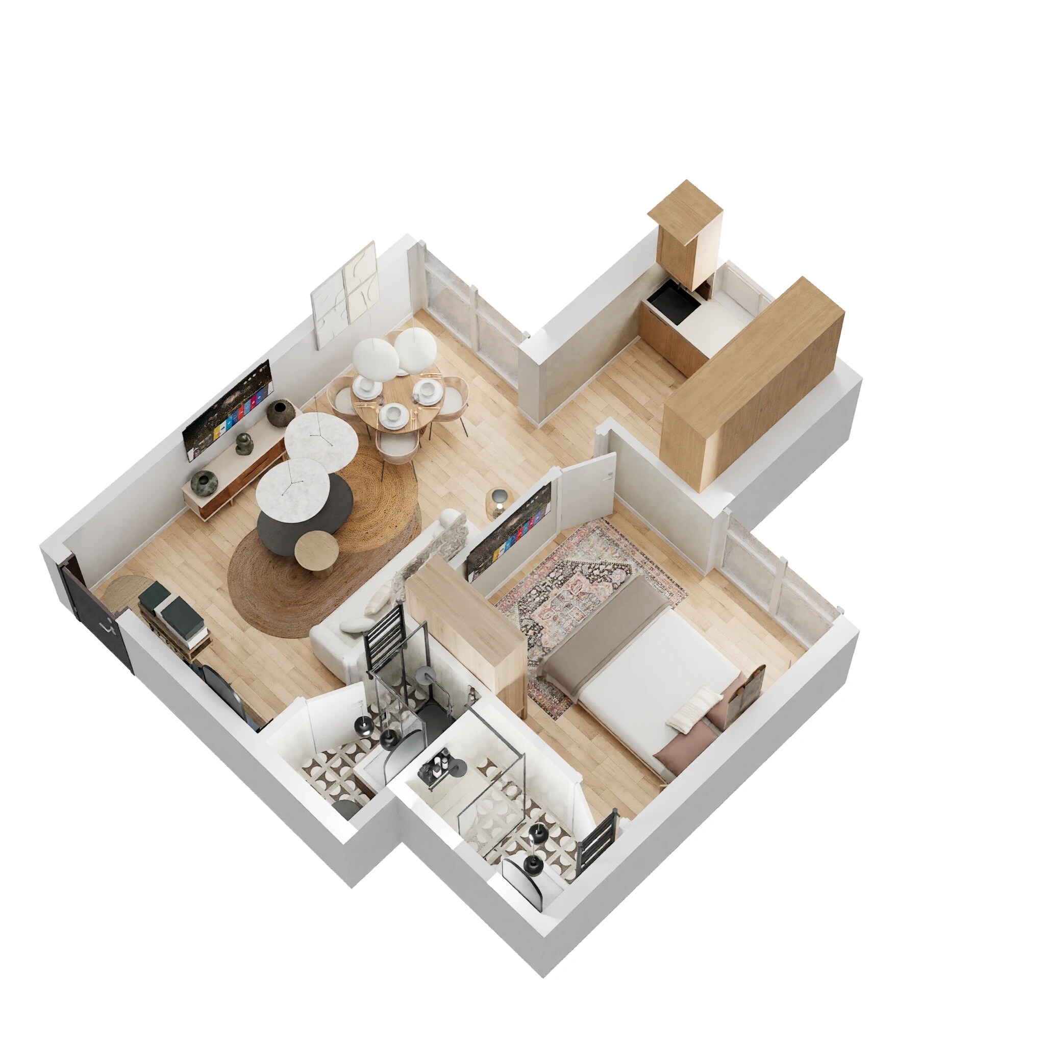 Floor plan of 1 BHK 391 Sq. Ft. Apartment in Chandak 34 Park Estate, Mumbai