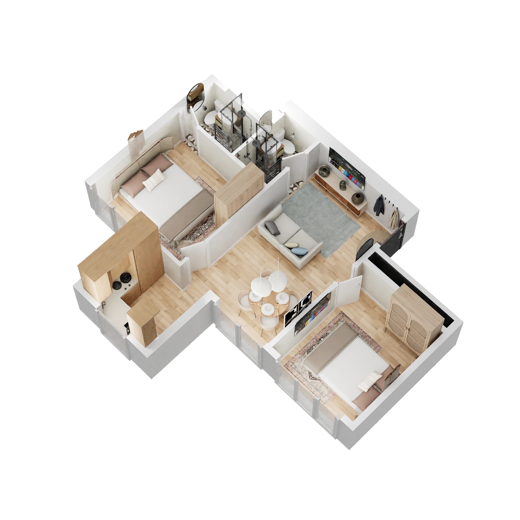 Floor plan of 2 BHK 494 Sq. Ft. Apartment in Chandak 34 Park Estate, Mumbai