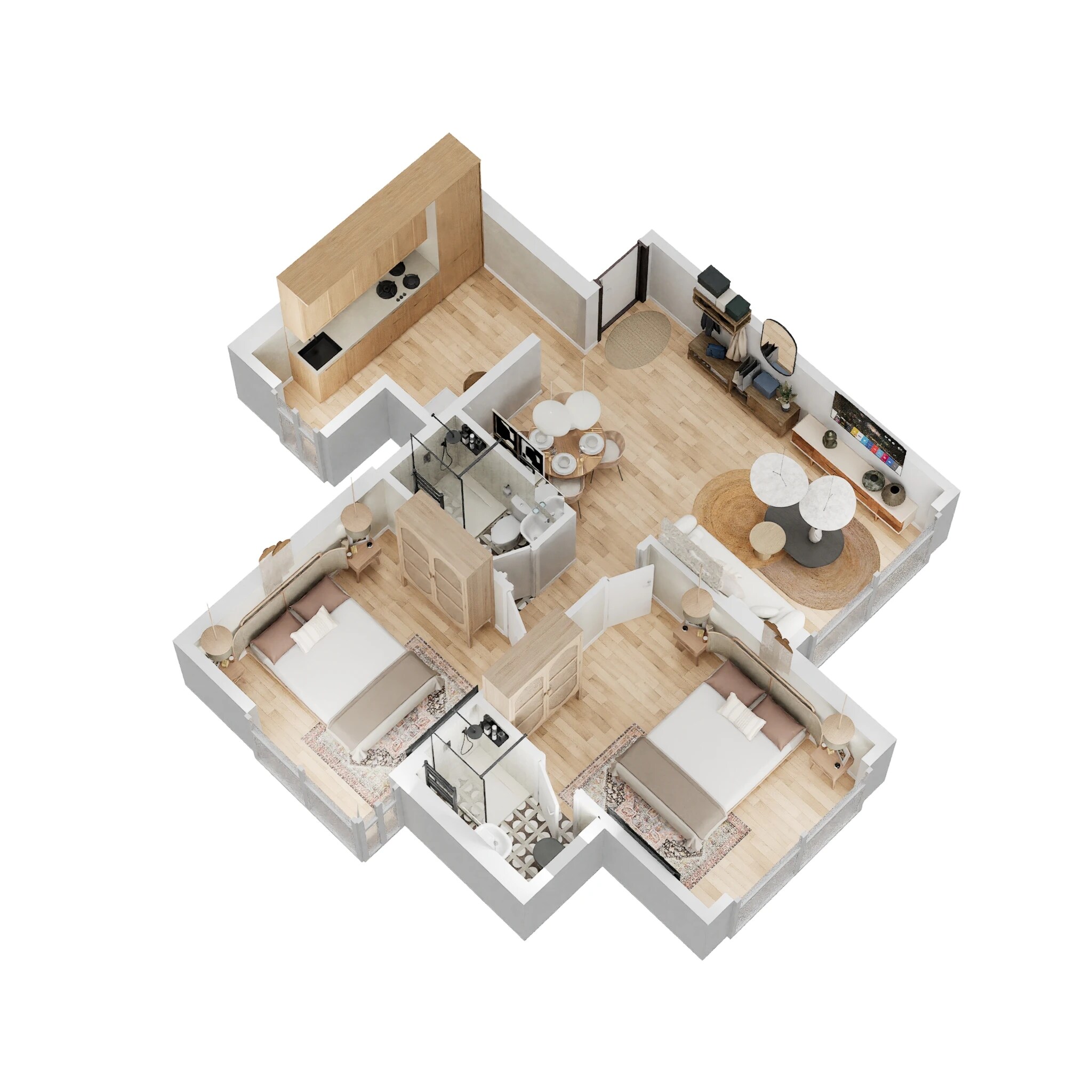 Floor plan of 2 BHK 617 Sq. Ft. Apartment in Chandak 34 Park Estate, Mumbai