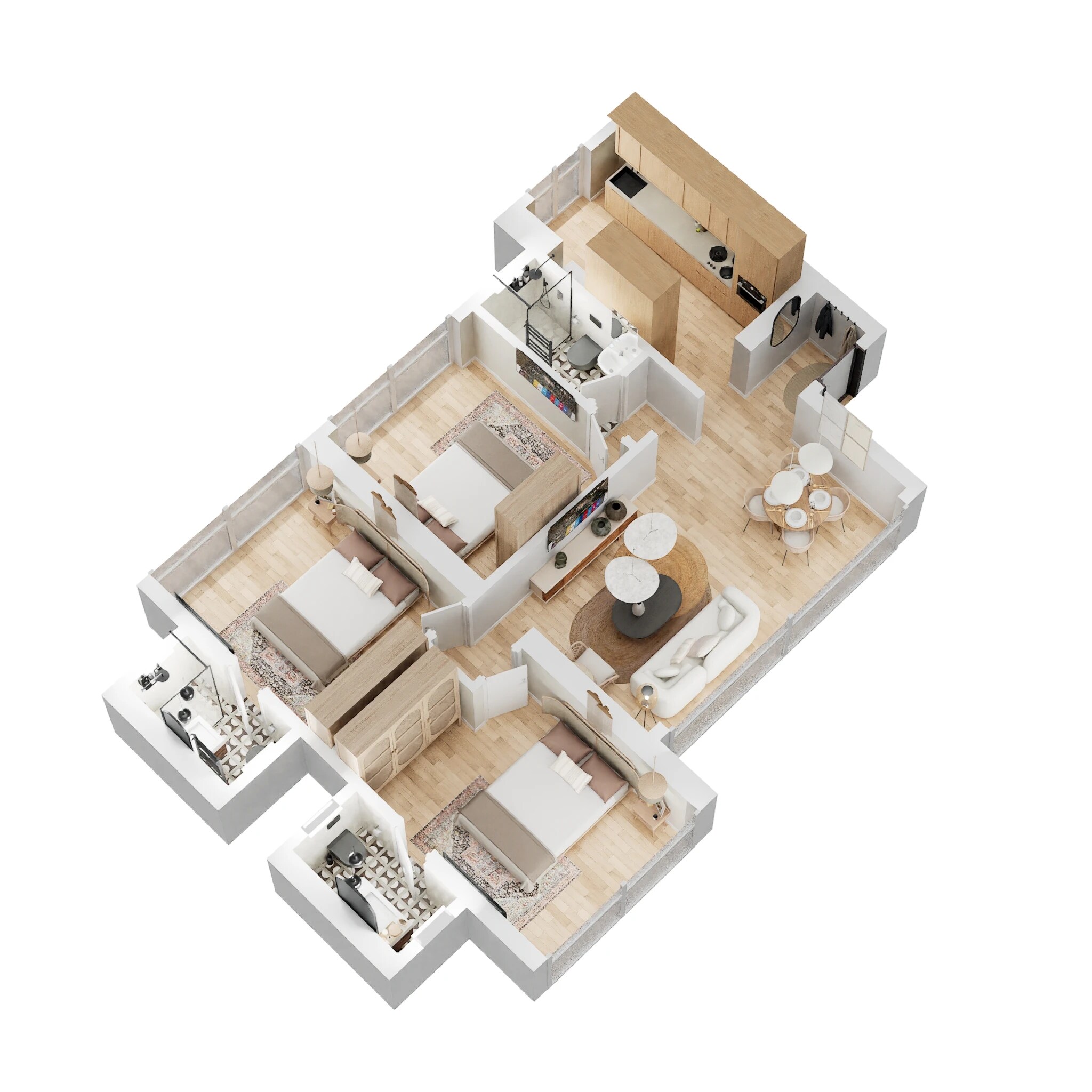 Floor plan of 3 BHK 820 Sq. Ft. Apartment in Chandak 34 Park Estate, Mumbai