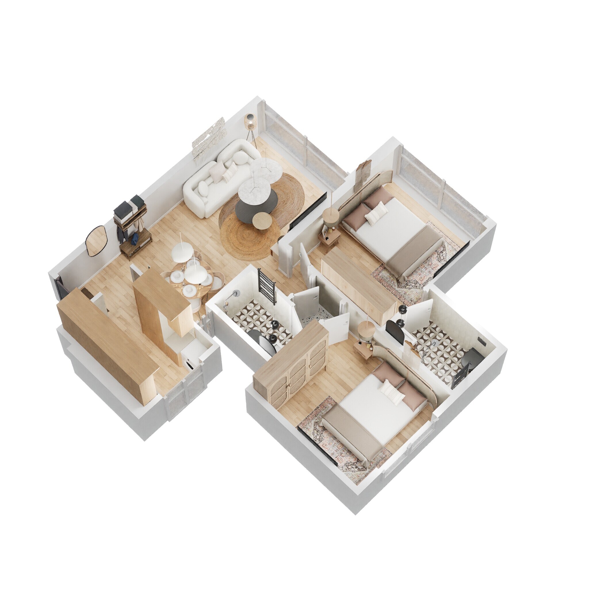 Floor plan of 2 BHK 584 Sq. Ft. Apartment in Chandak Cornerstone, Mumbai
