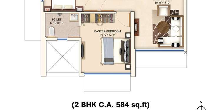 chandak cornerstone apartment 2bhk 584sqft11