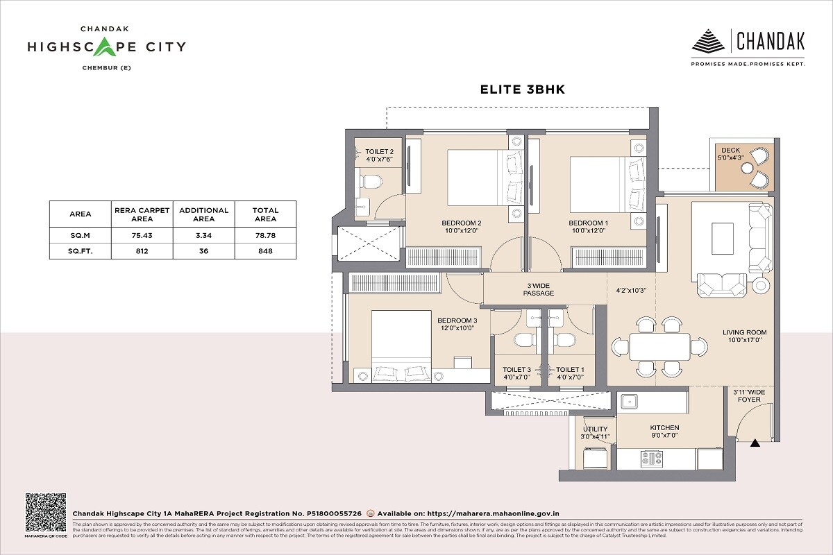  3 BHK Apartment at Chandak Highscape City, New Ashok Nagar – for Sale