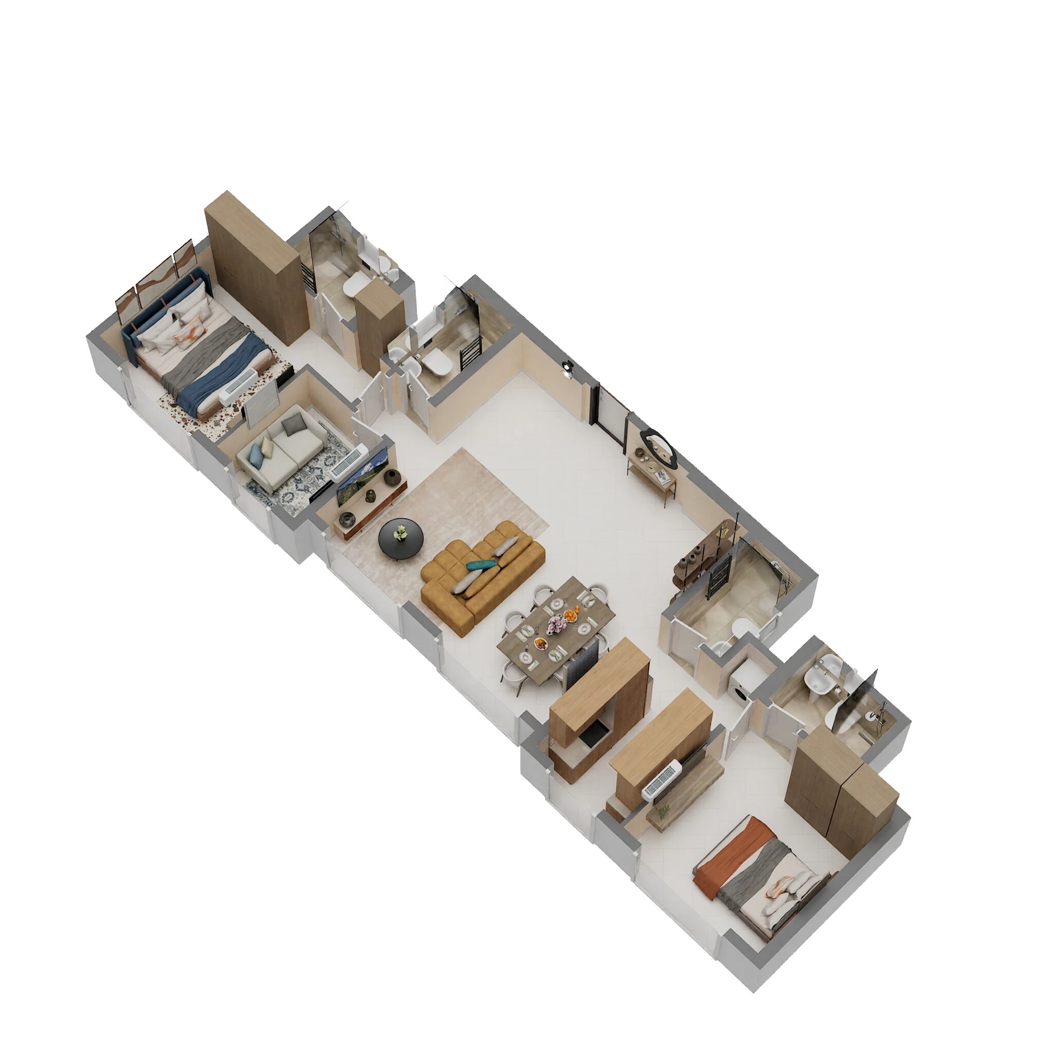 3 BHK 890 Sq. Ft. Apartment