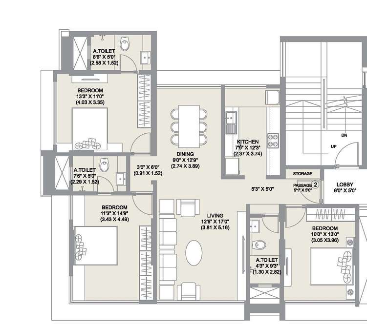 chandak ideal apartment 3bhk 1110sqft21