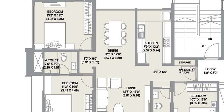 chandak ideal apartment 3bhk 1110sqft21