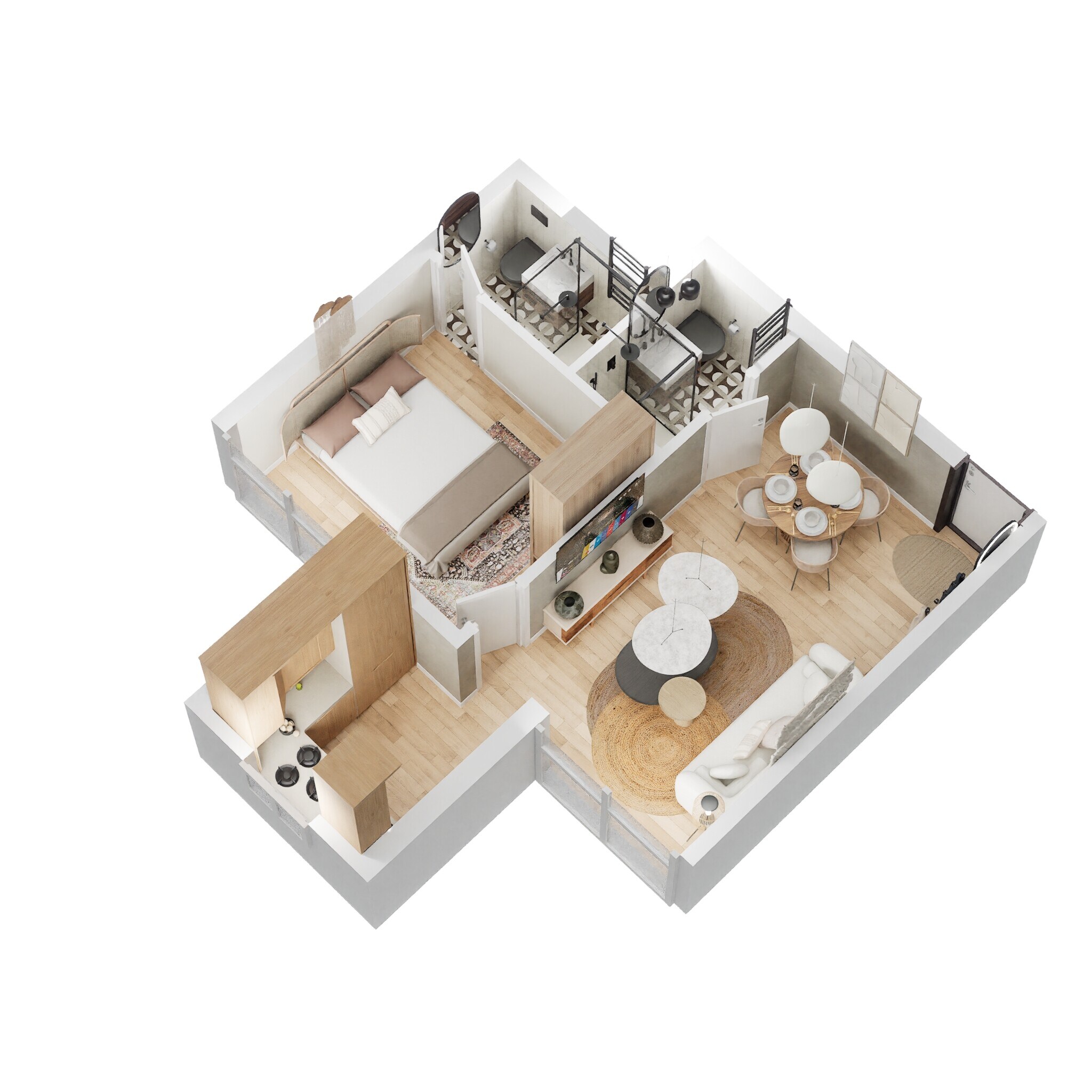 Floor plan of 1 BHK 368 Sq. Ft. Apartment in Chandak Next, Mumbai