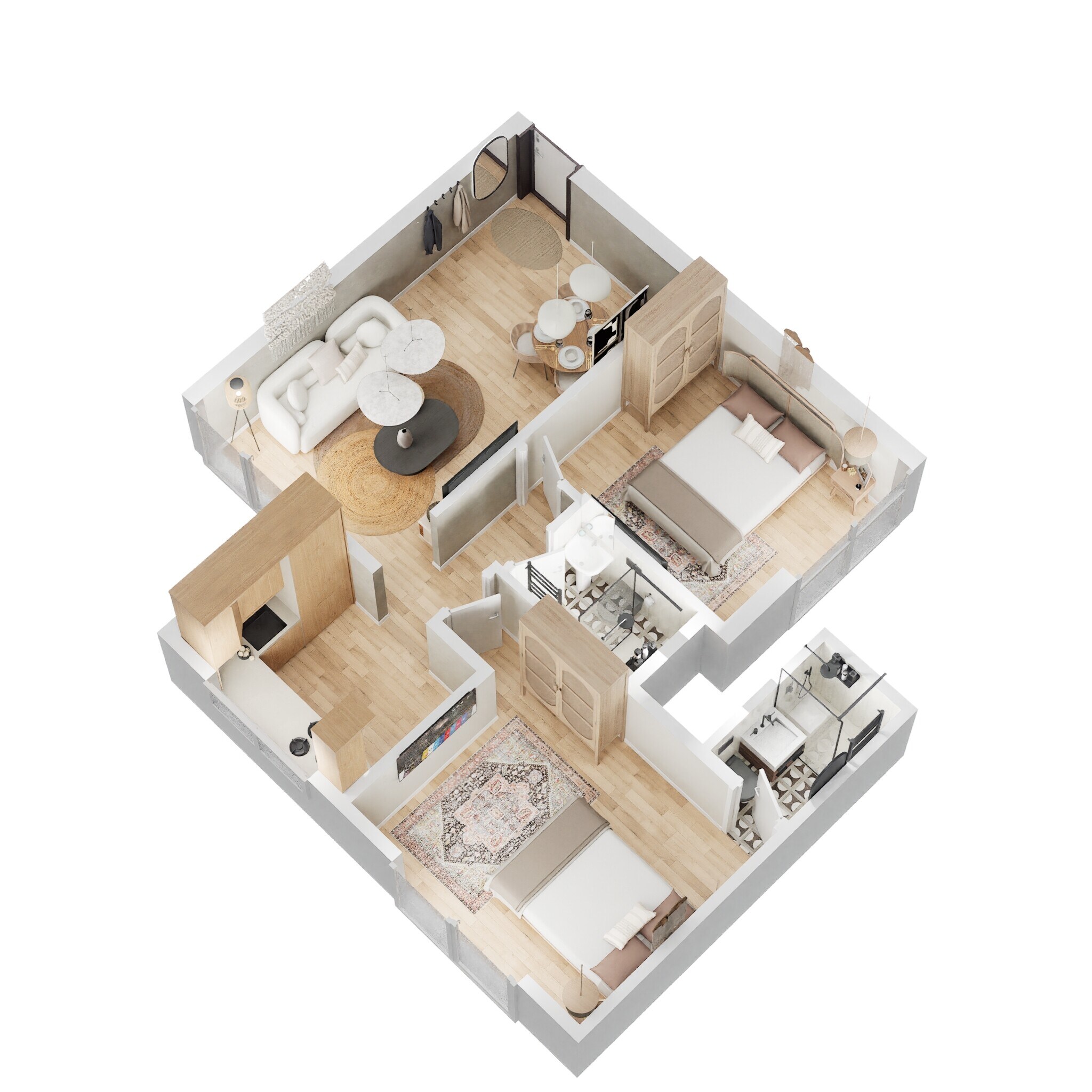 Floor plan of 2 BHK 583 Sq. Ft. Apartment in Chandak Next, Mumbai